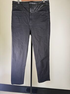 🔥 Express Black Coated "Rockstar" Jeans • Western Faux Leather Yoke | Size 10R